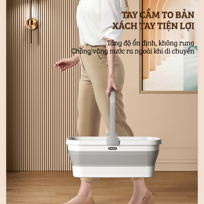 Xô Nhựa Cao Cấp Gấp Gọn Đa Năng Damas, Xô Nước Lau Nhà Vệ Sinh Nhà Cửa  - Chất Liệu Nhựa PP An Toàn Cho Người Tiêu Dùng - Dung Tích 12L Phù Hợp Với Nhiều Nhu Cầu Sử Dụng: Rửa Xe, Câu Cá, Để Đồ Đạc,...Thiết Kế Kèm Quai Xách Tay Thuận Tiện Di Chuyển
