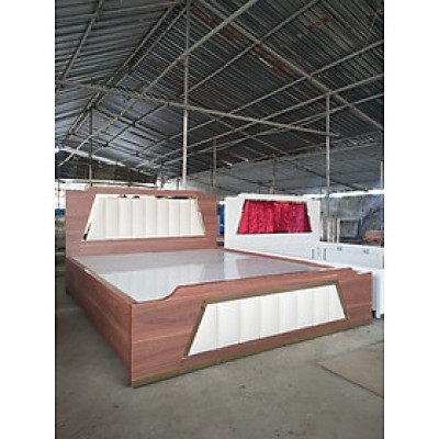 Giường gỗ MDF lõi xanh Tundo kết hợp inox mạ vàng 