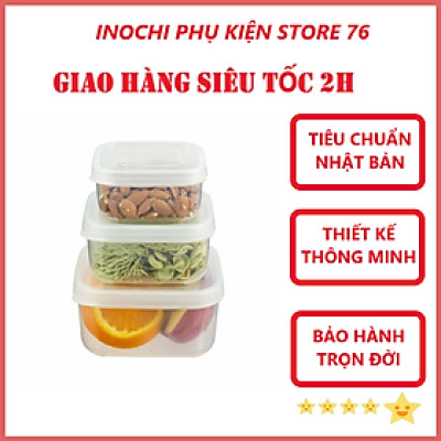 Combo 3 Hộp Đựng thực Phẩm Hình Vuông Hokkaido Nhiều Cỡ Xuất Nhật - Hàng Chính Hãng ( Tặng kèm khăn lau đa năng pakasa) Giao màu ngẫu nhiên