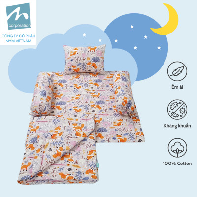 Bộ chăn gối nệm cho bé MYM chất liệu vải Cotton mềm mại, thấm hút
