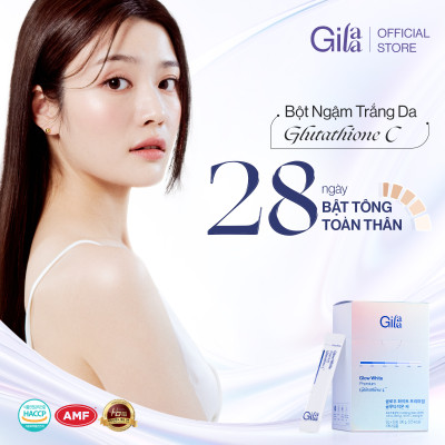 Bột Uống Trắng Da Bật Tone GILAA Glow White Premium Glutathione C (3g x 30 gói)