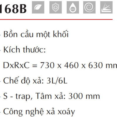 BỒN CẦU MỘT KHỐI EUROVINTO CAO CẤP MÃ 168B