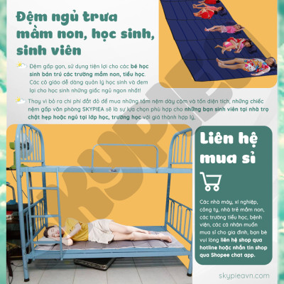 Đệm Gấp Văn Phòng - Tặng Kèm Gối Hơi - Chất Liệu Bông Ngọc Trai Dài 190x70 Cm, Dày 1 Cm - Đệmệm Gấp Ngủ Trưa Văn Phòng Siêu Nhỏ Gọn - Foldable Sleeping Office Mattress