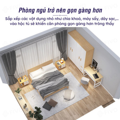 Kệ Tủ Đầu Giường Gỗ Nhiều Ngăn FIVO Mẫu FT30 Phong Cách Châu Âu Sang Trọng, Phù Hợp Cho Mọi Kiểu Nhà, Sản Phẩm Nội Thất Lắp Ráp Thông Minh - Hàng chính hãng