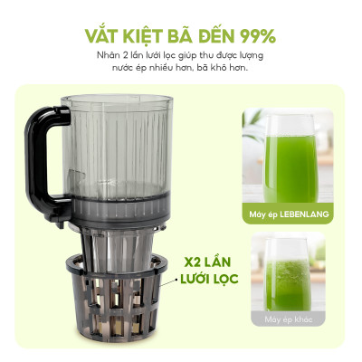 Máy ép chậm đa năng Lebenlang LBL1414, 300W, nhỏ gọn tiện lợi, ép kiệt bã đến 99%, giữ trọn dinh dưỡng, bảo hành 2 năm - hàng chính hãng