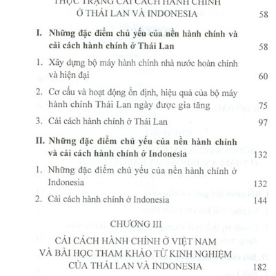 Cải Cách Hành Chính Của Thái Lan, Indonesia Hai Thập Niên Đầu Thế Kỷ Xxi Và Bài Học Kinh Nghiệm Cho Việt Nam (Sách Tham Khảo)