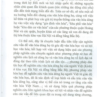 Những Biến Đổi Văn Hóa Dòng Họ Người Việt Thời Kỳ Đổi Mới Và Hội Nhập Quốc Tế (Nghiên Cứu Trường Hợp Dòng Họ Ở Thịnh Liệt - Hà Nội)