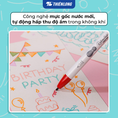 Bút lông 6/12 màu dạng bấm Retractable Fiber Pens Classic/Kawaii Thiên Long Colokit - 0.6mm