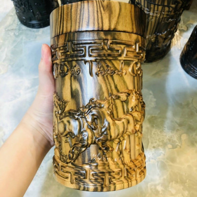 Hộp đựng chè ,trà bằng gỗ mun kt cao 20×11cm