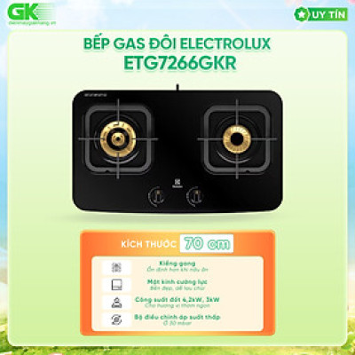 BẾP GAS ĐÔI ELECTROLUX ETG7266GKR - HÀNG CHÍNH HÃNG (CHỈ GIAO HCM)