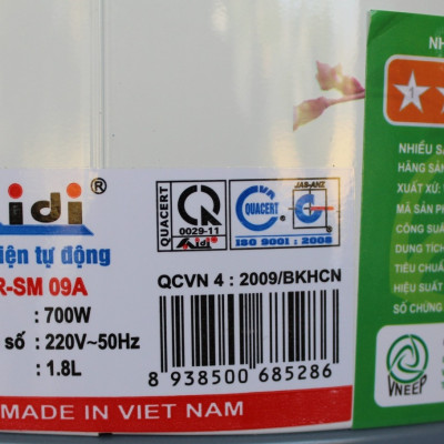 Nồi Cơm Điện Tự Động Nắp Rời Aidi MR-SM 09A (1,8 lít) - Màu Ngẫu Nhiên - Chính Hãng