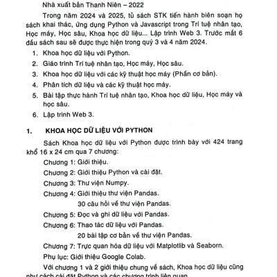 Giáo Trình Trí Tuệ Nhân Tạo, Học Máy Và Học Sâu (Sách Chuyên Khảo Dành Cho Sinh Viên Ngành Công Nghệ Thông Tin, Khoa Học Dữ Liệu Và Kinh Tế Số) - TS. Vũ Văn Hiệu, TS. Lê Khắc Định, ThS. Nguyễn Quỳnh Nga, ThS. Vũ Thị Anh Trâm, KS. Phạm Quang Huy