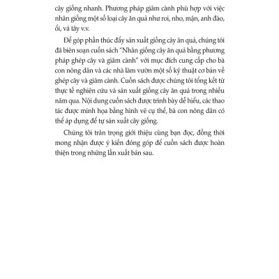 Kỹ Thuật Nhân Giống Cây Ăn Quả Bằng Phương Pháp Ghép Cây Và Giâm Cành - Tập 1