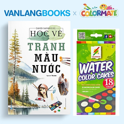 Sách Học Vẽ Tranh Màu Nước + Bánh Màu Nước Dạng Nén 18 Màu - Vanlangbooks x Colormate