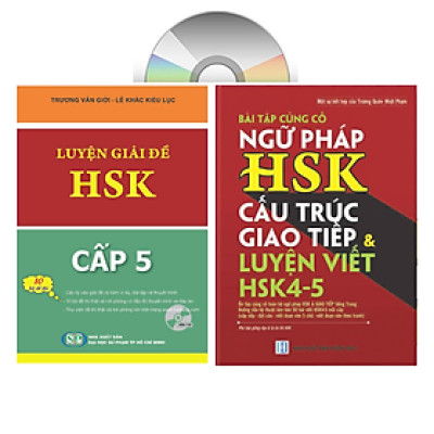 Combo 2 sách Luyện giải đề thi HSK cấp 5 có mp3 nghe + Bài Tập Củng Cố Ngữ Pháp HSK – Cấu Trúc Giao Tiếp & Luyện Viết HSK 4-5 Kèm Đáp Án + DVD tài liệu