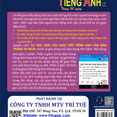 TỰ HỌC 2500 CÂU GIAO TIẾP TIẾNG ANH CĂN BẢN TRONG 30 NGÀY
