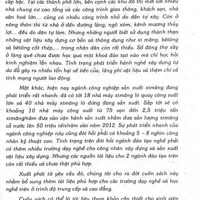 Công nghệ chế tạo ximăng, bêtông, bêtông cốt thép và vữa xây dựng