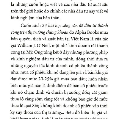 24 Bài Học Sống Còn Để Đầu Tư Thành Công Trên Thị Trường Chứng Khoán (Tái Bản)