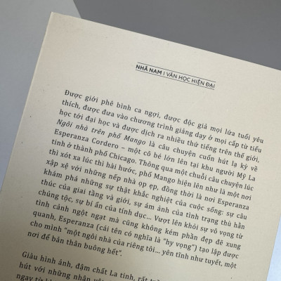 NGÔI NHÀ TRÊN PHỐ MANGO - Sandra Cisneros – Nguyễn Bích Lan & Hoàng Thục Anh dịch – Nhã Nam – NXB Văn Học