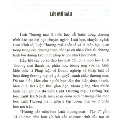 Hướng Dẫn Môn Học Luật Thương Mại - Tập 1