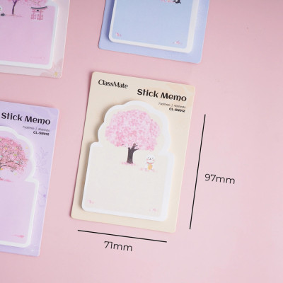 Giấy note Classmate Stick Memo CL-SN012 Thiết Kế Cây và Mèo, Dùng Để Ghi Chú, Trang Trí Sổ Vở Tiện Lợi