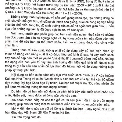 Cơ Sở Sinh Lý Cá Và Những Ứng Dụng Vào Thực Tế Sản Xuất