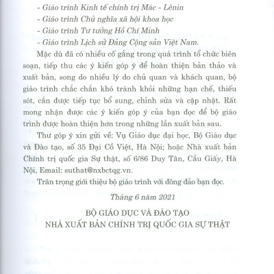 Combo 3 cuốn Giáo Trình Kinh Tế Chính Trị Mác – Lênin + Giáo Trình Lịch Sử Đảng Cộng Sản Việt Nam + Giáo Trình Tư Tưởng Hồ Chí Minh (Dành Cho Bậc Đại Học Hệ Không Chuyên Lý Luận Chính Trị) - Bộ mới năm 2021