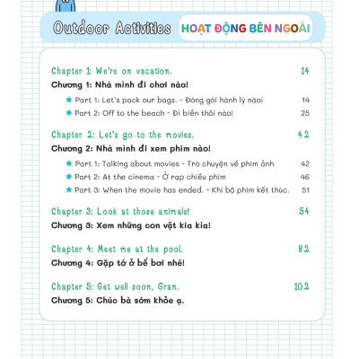 Sách - Gia Đình Song Ngữ - 365 Ngày Cả Nhà Cùng Nói Tiếng Anh Như Người Bản Ngữ - Hoạt Động Bên Ngoài - Outdoor Activities