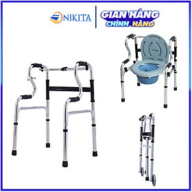 Khung tập đi cho người già có bô vệ sinh đi kèm, chắc chắn, an toàn, gấp gọn khi không sử dụng, chính hãng Nikita