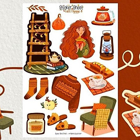 Sticker sheet fall hygge - chuyên dán, trang trí sổ nhật kí, sổ tay | Bullet journal sticker - unim052