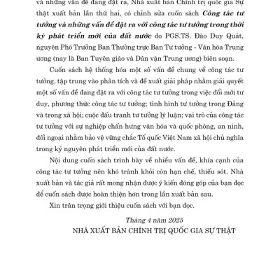 Công tác tư tưởng và những vấn đề đặt ra với công tác tư tưởng trong thời kỳ phát triển mới của đất nước ( Xuất bản lần thứ hai có chỉnh sửa)