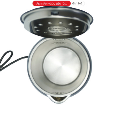 Ấm siêu tôc Gali GL-18A2 1.8 Lít. Inox 304 đúc nguyên khối. Có thang báo mực nước dày 2 lớp cách nhiệt chống nóng. Hàng chính hãng bảo hành 24 tháng