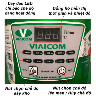 Máy làm tỏi đen VIAICOM V6 - 6 lít - CN Nhật Bản - Hàng chính hãng