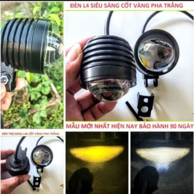 1 BÓNG ĐÈN TRỢ SÁNG BI CẦU L4 SÁNG PHA TRẮNG CỐT VÀNG LẮP XE MÁY ÔTÔ
