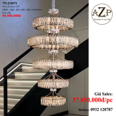 ĐÈN THẢ TRẦN PHA LÊ / ĐÈN THÔNG TẦNG TRANG TRÍ PHÒNG KHÁCH / PHÒNG NGỦ / CẦU THANG / KHÔNG GIAN SANG TRỌNG AZP-2199 phong cách đương đại, hàng nhập khẩu AZP