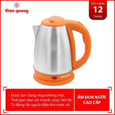 Ấm đun nước siêu tốc Điện Quang ĐQ EKT07 1518 O (1500W, 1.8L, INOX 201, nhựa PP, màu cam)
