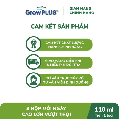 Thùng Sữa Bột Pha sẵn Nutifood GrowPLUS+ Cao Lớn Vượt Trội trên 1 tuổi (24 hộp x 110ml)