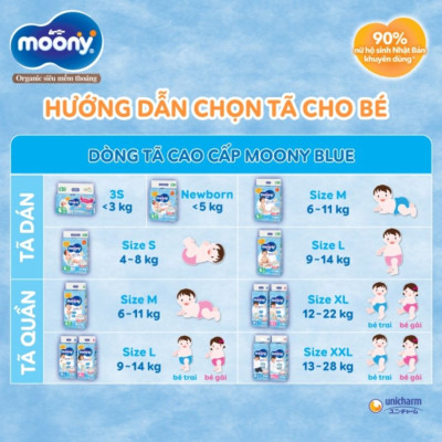 Tã Dán Cao Cấp Moony Nhật Bản M64 (64 Miếng)