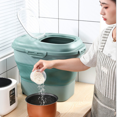 Hộp lưu trữ gạo 25kg có nắp đậy trong suốt chống côn trùng, có thể gấp gọn , màu sắc giao ngẫu nhiên - Hàng chính hãng