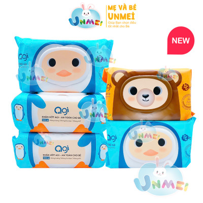 COMBO 5 GÓI KHĂN ƯỚT AGI KHÔNG HƯƠNG LOẠI 100 TỜ - GIAO MÀU NGẪU NHIÊN