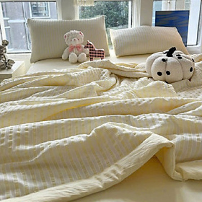 Bộ chăn chần ga gối cotton đũi nhăn LIDACO mềm mịn thoáng mát nhiều kích thước lựa chọn