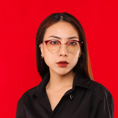 Gọng kính nữ giả cận nhựa phối càng kính hợp kim siêu nhẹ siêu bền - TRHK 9272