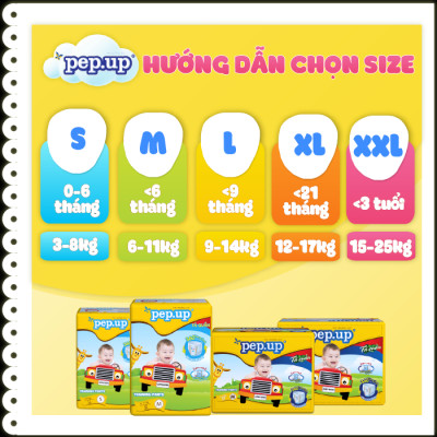 Combo 2 Gói Tã/Bỉm Quần Em Bé Pep.up Extra Dry Siêu Mềm Mại, Siêu Khô Thoáng, Kháng Khuẩn Size M (22 Miếng/Gói)