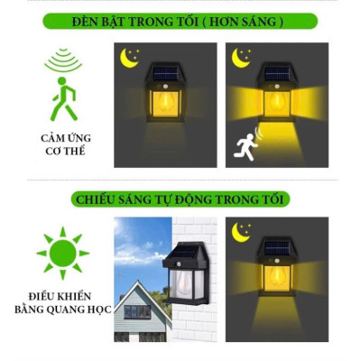 Bộ 2 Đèn Cảm Biến Năng Lượng Mặt Trời – Gắn Trụ Cổng, Tường Rào Trang Trí Cao Cấp