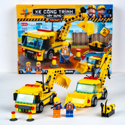Đồ Chơi Lắp Ráp Xe Công Trình Xây Dựng 2 Trong 1 - Construction Workers - Toys&Joys 8726 (137 Mảnh Ghép)