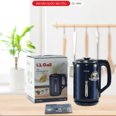 Ấm siêu tôc Gali GL-18A2 1.8 Lít. Inox 304 đúc nguyên khối. Có thang báo mực nước dày 2 lớp cách nhiệt chống nóng. Hàng chính hãng bảo hành 24 tháng