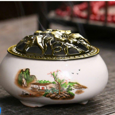 Lư sứ xông trầm cao cấp của nhà An Nhiên Việt Nam Multicoloured thánh  hoả trung  trầm Dầu Thơm Phòng Dầu Thơm trung  trầm tượng  gỗ khai  quang