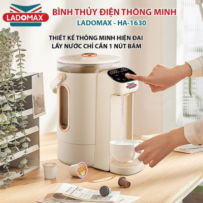 Ấm siêu tốc thông minh điều chỉnh nhiệt độ Ladomax HA1630, dung tích 3L, chế độ Đun Sôi Khử Clo, Hàng chính hãng