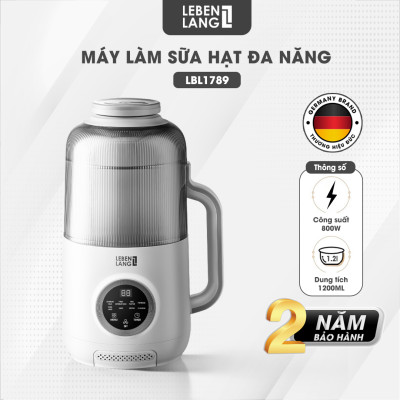 Máy làm sữa hạt đa năng Lebenlang LBL1789, công suất 800W, dung tích 1200ml, tiết kiệm thời gian, bảo hành 2 năm - hàng chính hãng