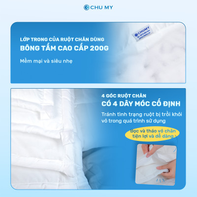 Bộ chăn ga gối khách sạn 5 sao T400 kèm chăn - Màu trắng trơn - Bộ chăn ga màu trắng 100% Cotton Cao Cấp